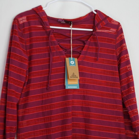 NWT Prana Alexia Beach Swim Coverup Tunic in Deep Pomegranate Size Small - Picture 2 of 12